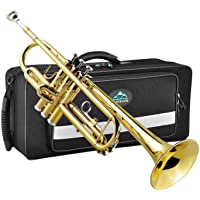 EastRock Gold Trompeta Sib Trompeta estándar de latón con estuche rígido- guantes- tela- boquilla 7C- instrumentos…
